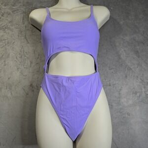 One Piece Swimsuit Size Sm Lavender Cut Out Tie Back Spaghetti Strap Padded Bra